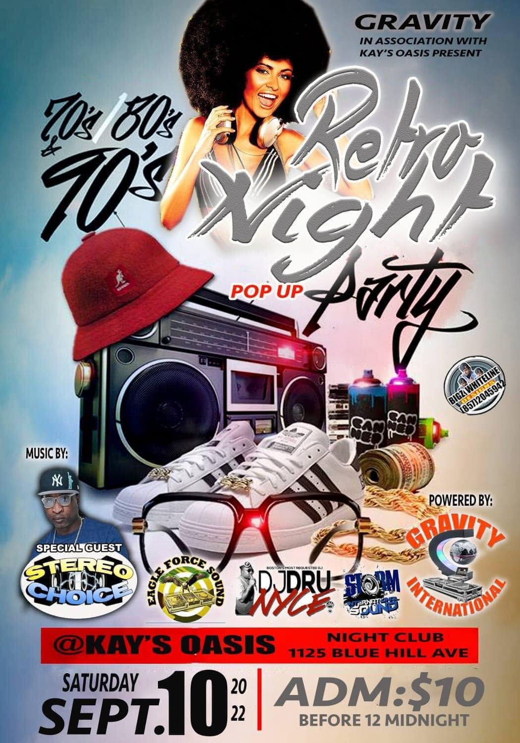 70'S/80'S & 90'S RETRO NIGHT — POP UP PARTY flyer