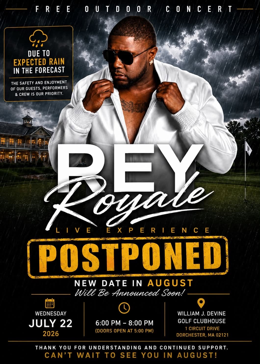 REY ROYALE — LIVE EXPERIENCE (POSTPONED) flyer — Dorchester, MA
