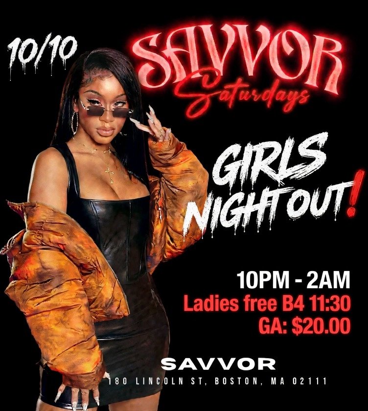 SAVVOR SATURDAYS — GIRLS NIGHT OUT flyer