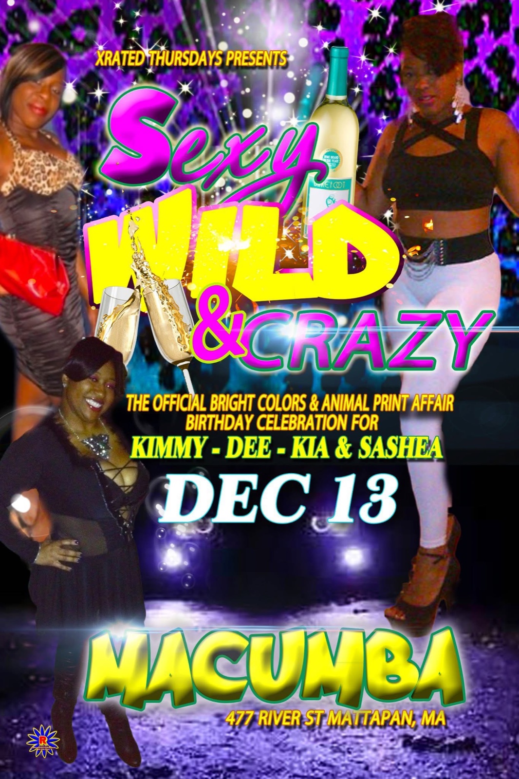 SEXY WILD & CRAZY — BRIGHT COLORS & ANIMAL PRINT AFFAIR flyer — Mattapan, MA