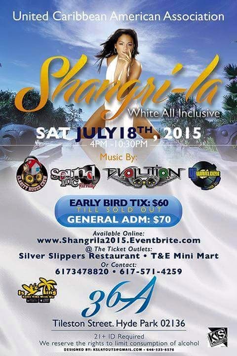 SHANGRI-LA — WHITE ALL INCLUSIVE flyer — Hyde Park, MA