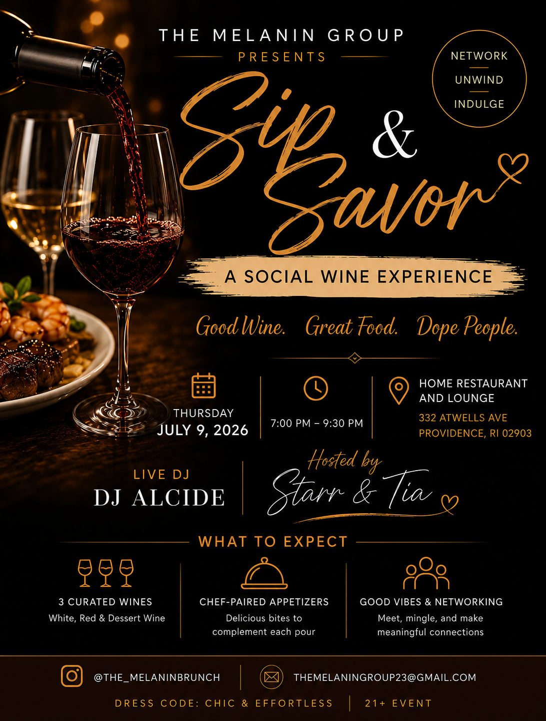 SIP & SAVOR — A SOCIAL WINE EXPERIENCE flyer