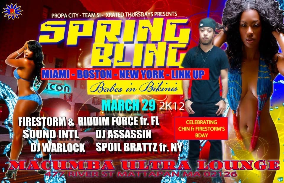 SPRING BLING — MIAMI BOSTON NEW YORK LINK UP flyer
