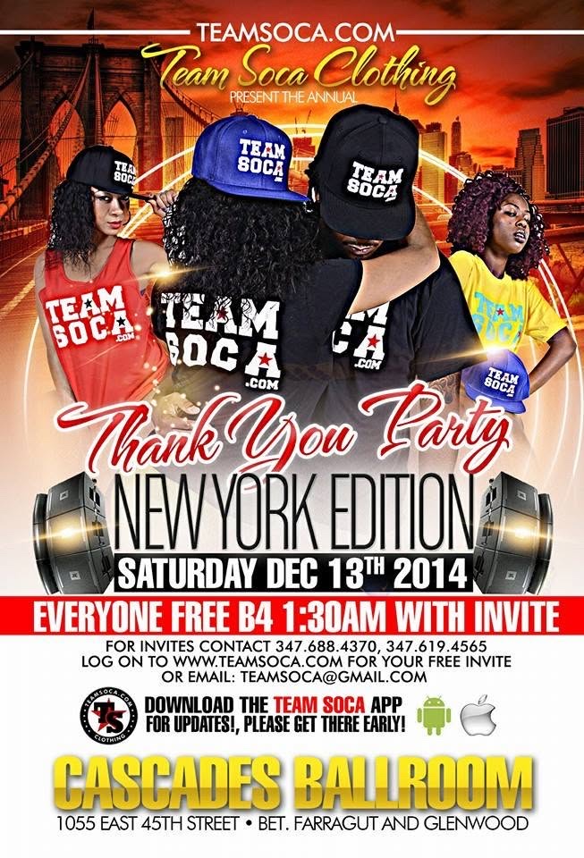 TEAM SOCA ANNUAL THANK YOU PARTY — NEW YORK EDITION flyer
