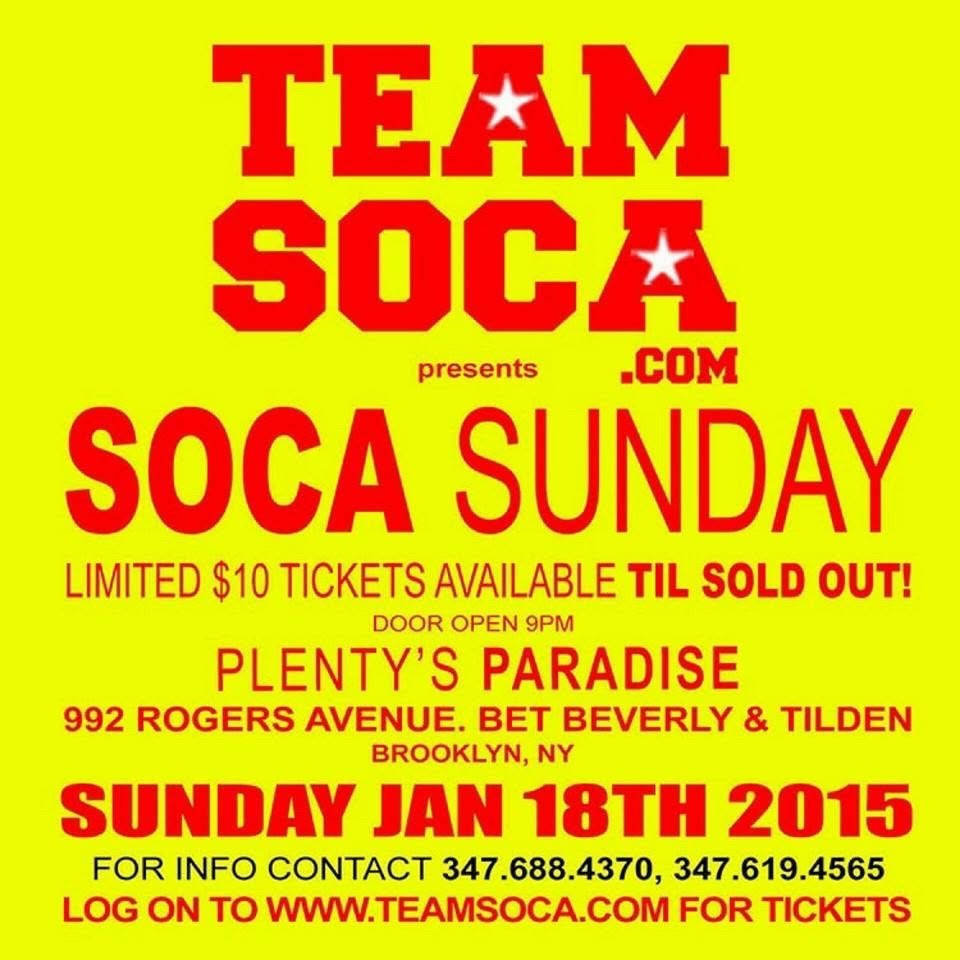 TEAM SOCA — SOCA SUNDAY flyer