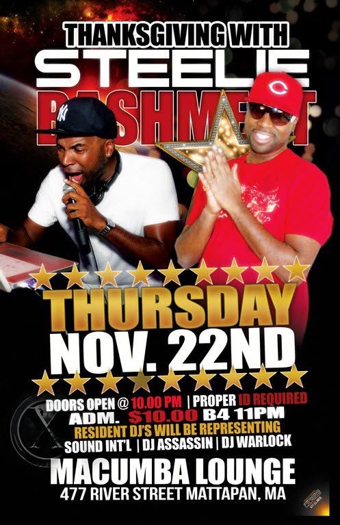 THANKSGIVING WITH STEELIE BASHMENT flyer — Mattapan, MA