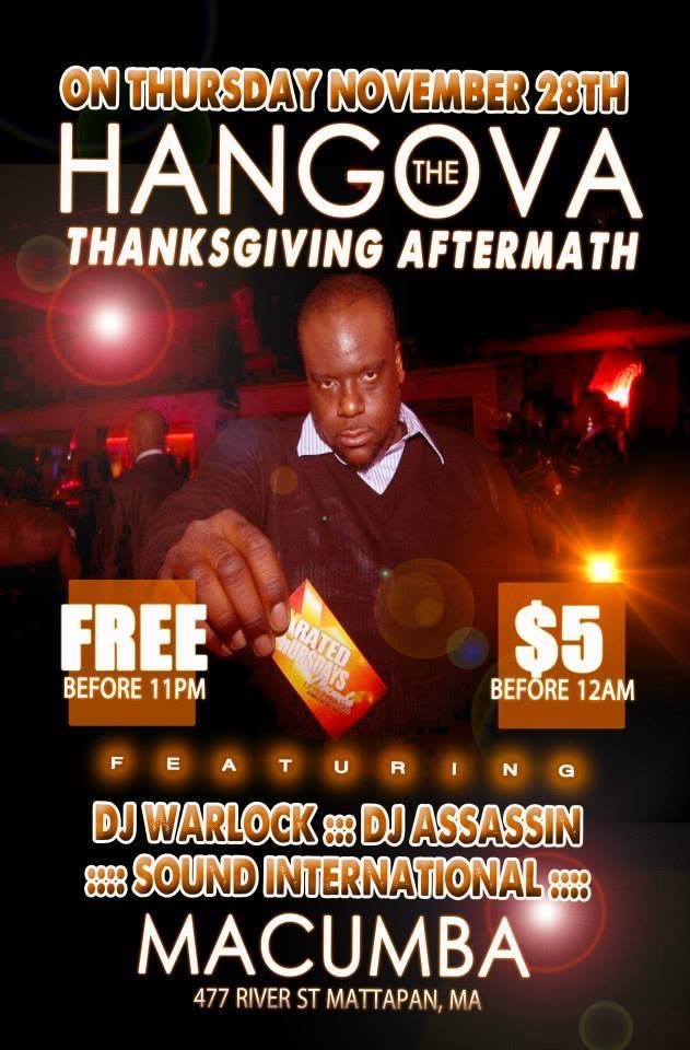 THE HANGOVA — THANKSGIVING AFTERMATH flyer — Mattapan, MA