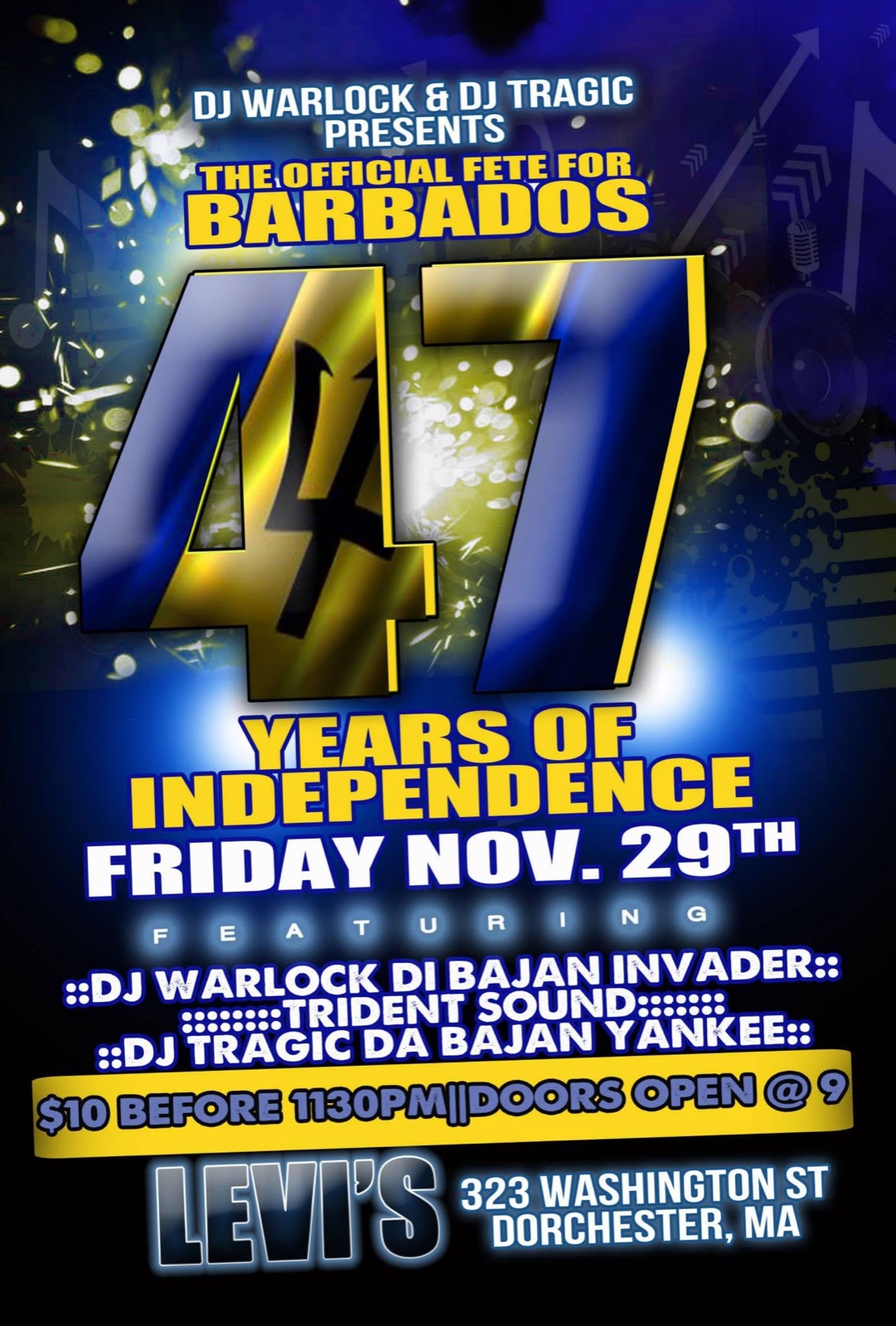 THE OFFICIAL FETE FOR BARBADOS — 47 YEARS OF INDEPENDENCE flyer