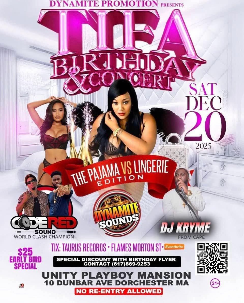 TIFA BIRTHDAY & CONCERT — THE PAJAMA VS LINGERIE EDITION flyer — Dorchester, MA