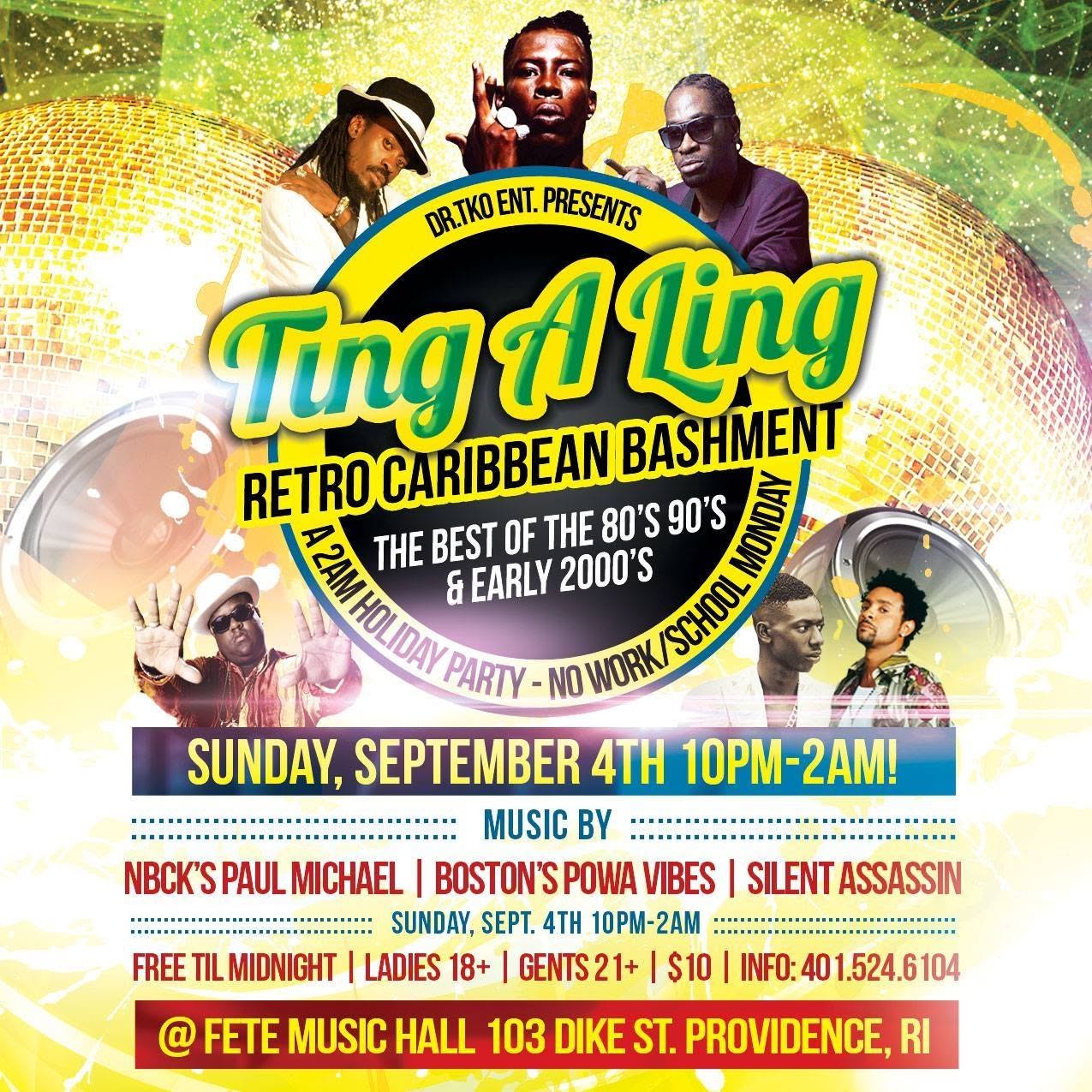 TING A LING — RETRO CARIBBEAN BASHMENT flyer — Providence, RI