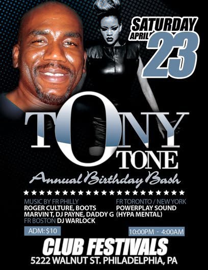 TONY TONE — ANNUAL BIRTHDAY BASH flyer