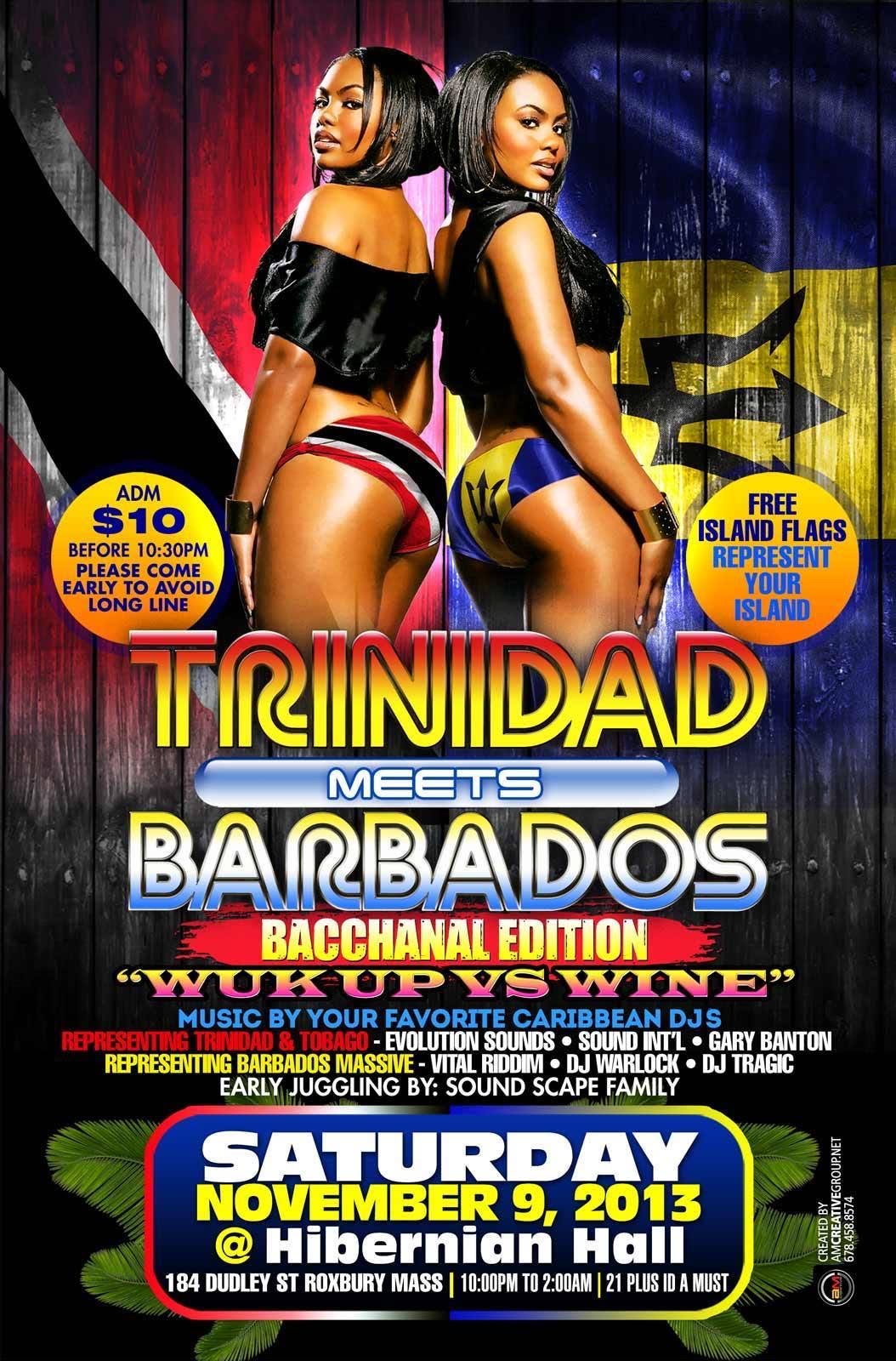 TRINIDAD MEETS BARBADOS — BACCHANAL EDITION, WUK UP VS WINE flyer, back