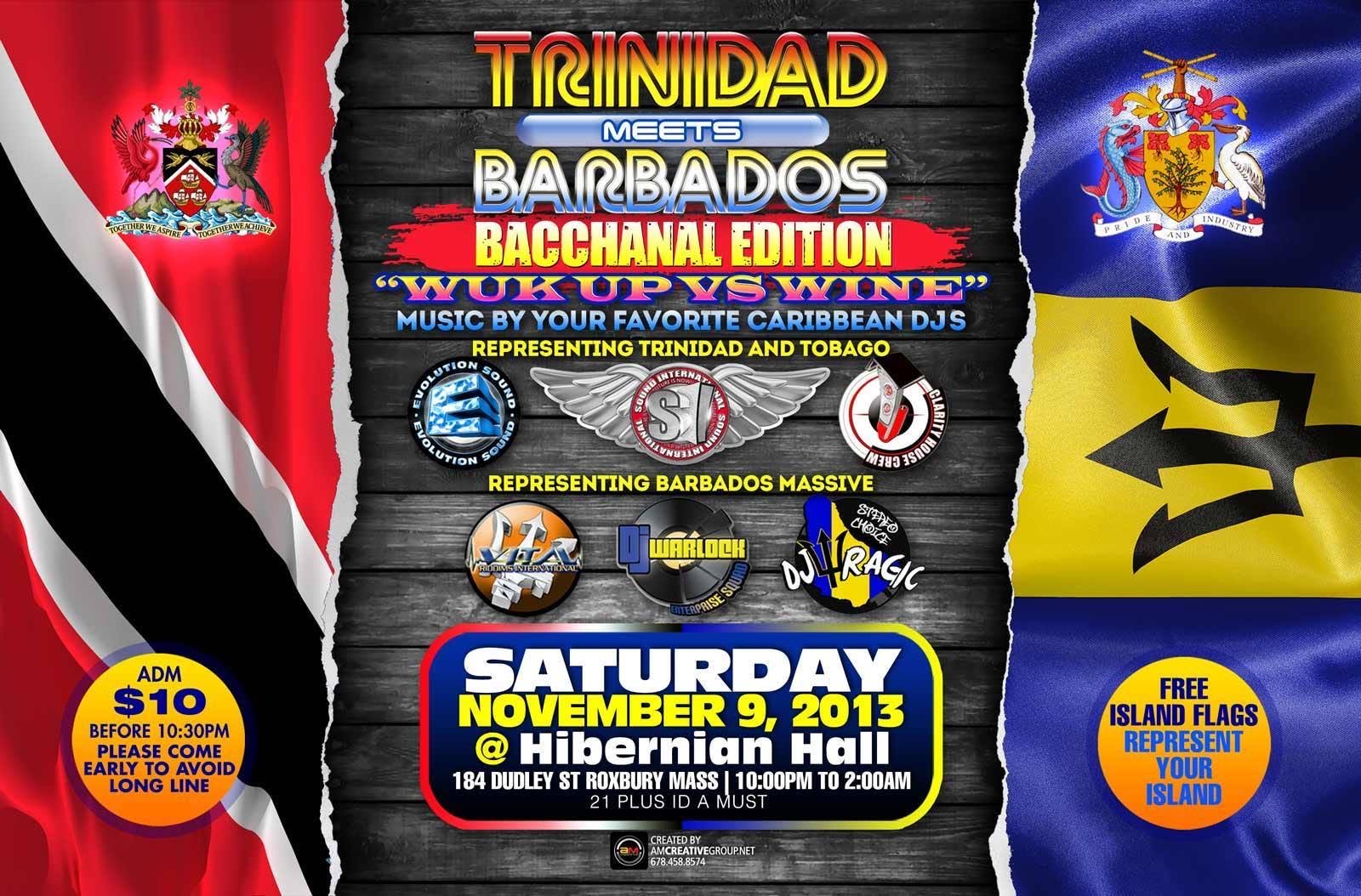 TRINIDAD MEETS BARBADOS — BACCHANAL EDITION, WUK UP VS WINE flyer