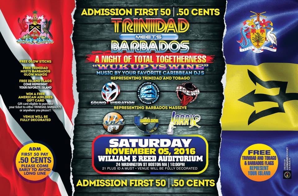 TRINIDAD MEETS BARBADOS — WUK UP VS WINE, A NIGHT OF TOTAL TOGETHERNESS flyer
