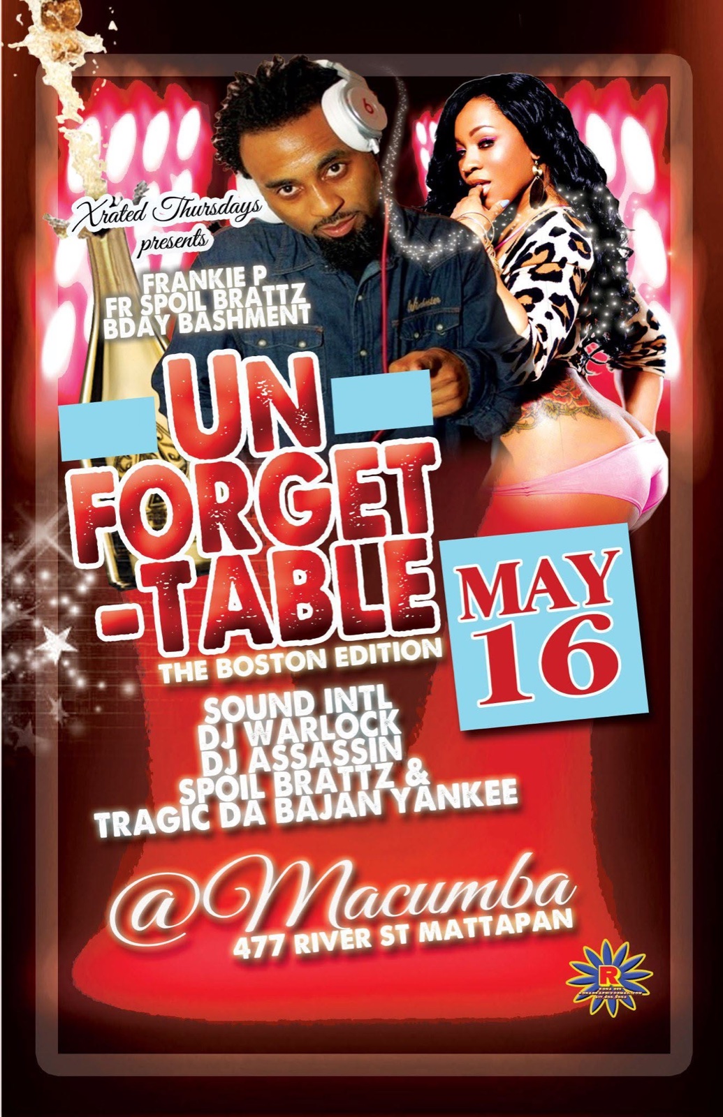 UNFORGETTABLE — THE BOSTON EDITION, FRANKIE P BIRTHDAY flyer