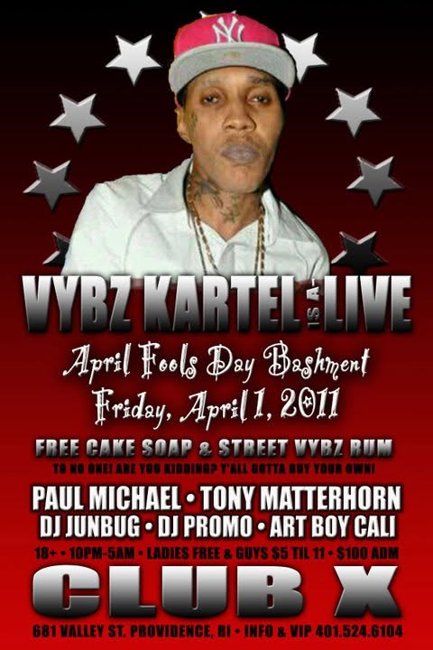 VYBZ KARTEL IS A LIVE — APRIL FOOLS DAY BASHMENT flyer