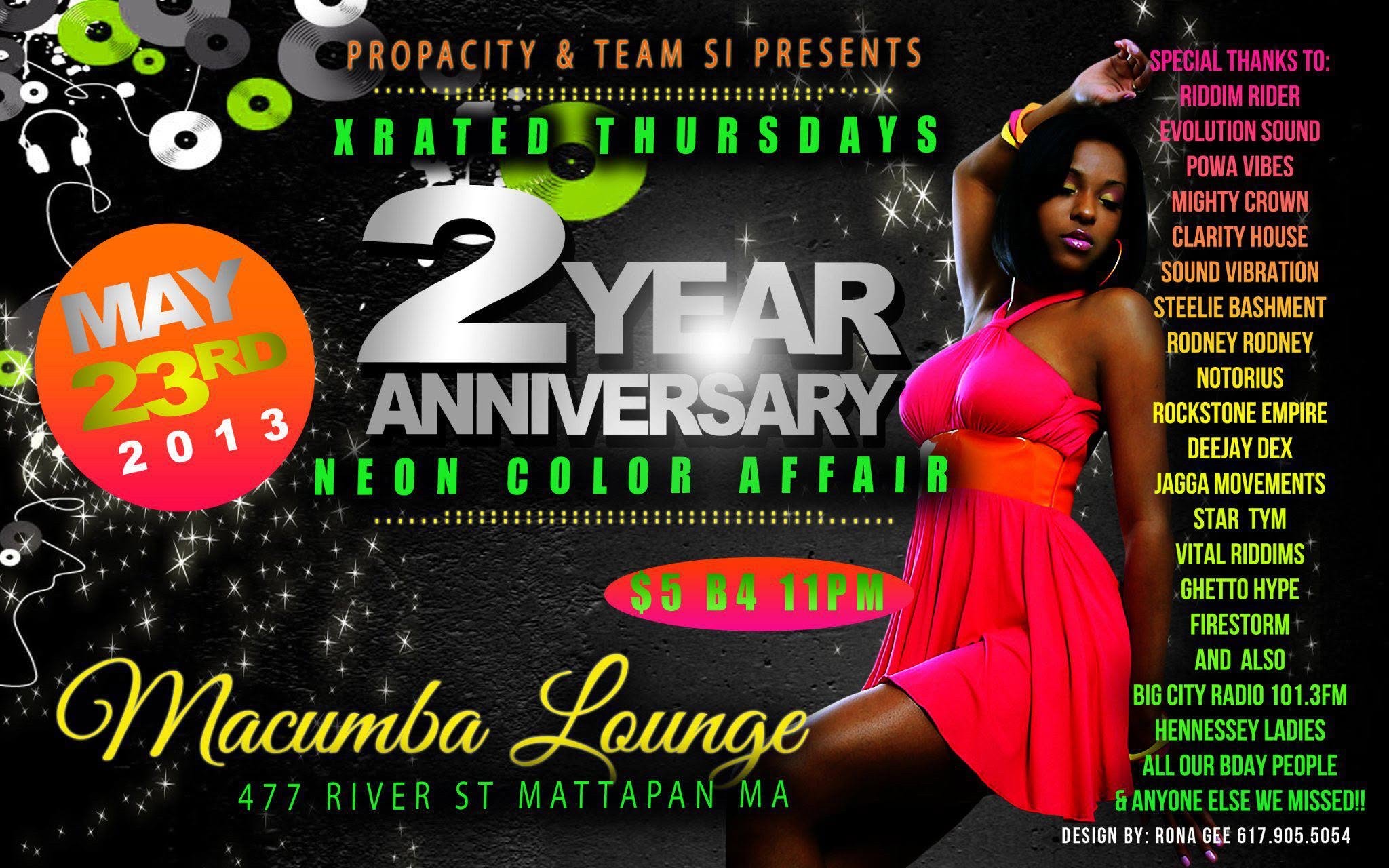X RATED THURSDAYS 2 YEAR ANNIVERSARY — NEON COLOR AFFAIR flyer